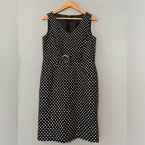 T Tahari Elegant Black and White Polka Dot Dress size 10